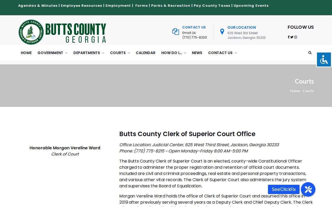 Butts County criminal court records Judicial Center directory