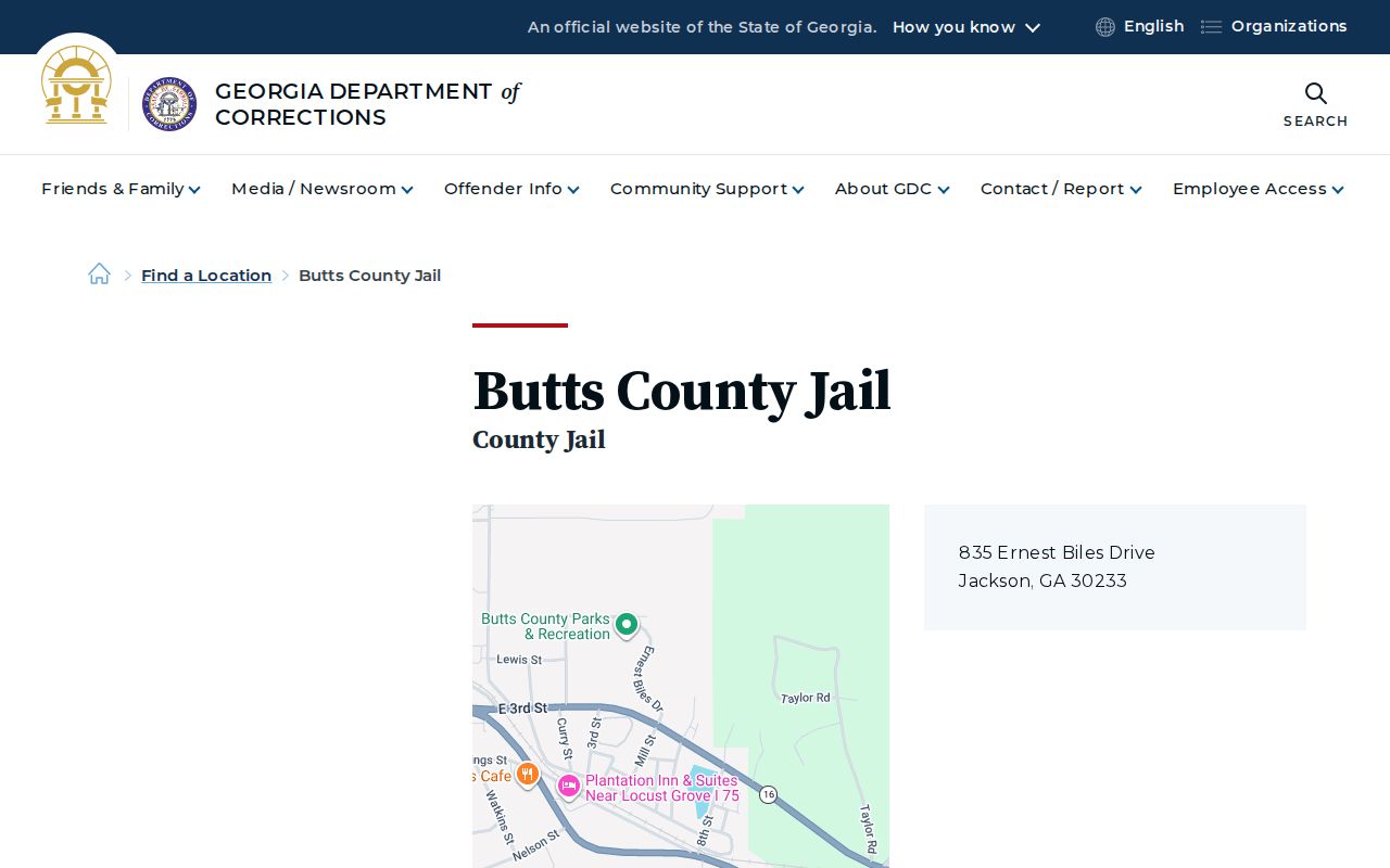 Butts County criminal history jail custody information