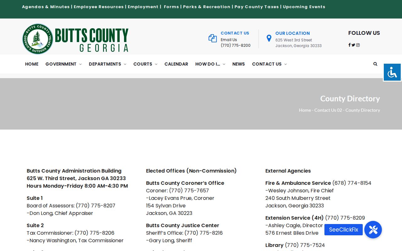 Butts County criminal records official office directory