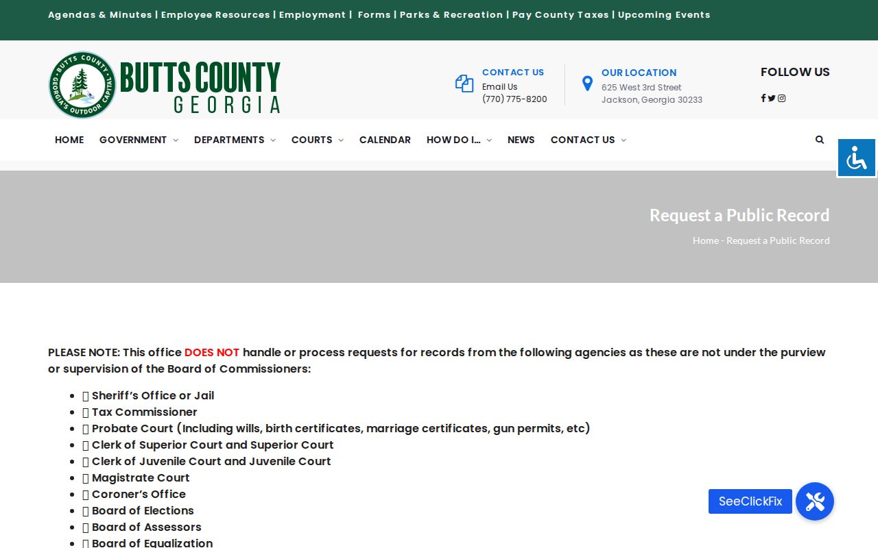 Butts County criminal records open records request guidance
